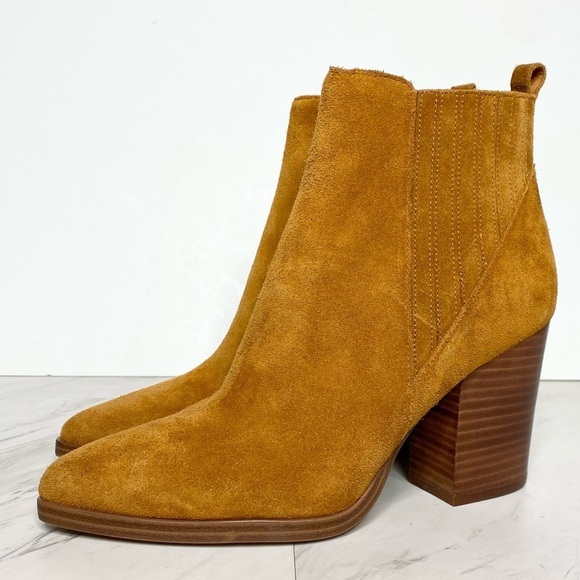 New! Marc Fisher Alva Brown Suede Bootie 8 1/2 M - Picture 1 of 15